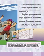Libro Español libro de lectura quinto grado Página 137