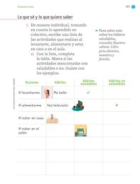 Proyectos del Aula Primer grado página 171