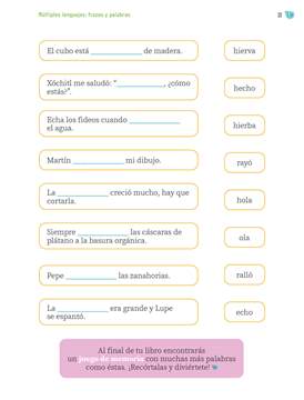 Múltiples Lenguajes trazos y palabras Primer grado página 031